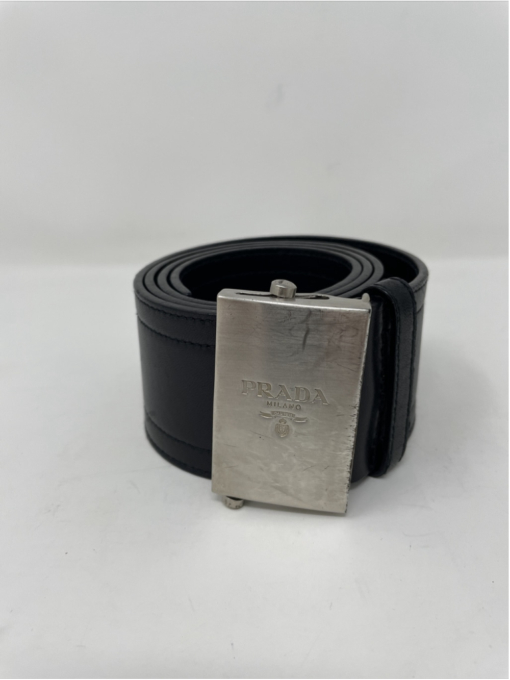 prada belt women 2412 Black Leather